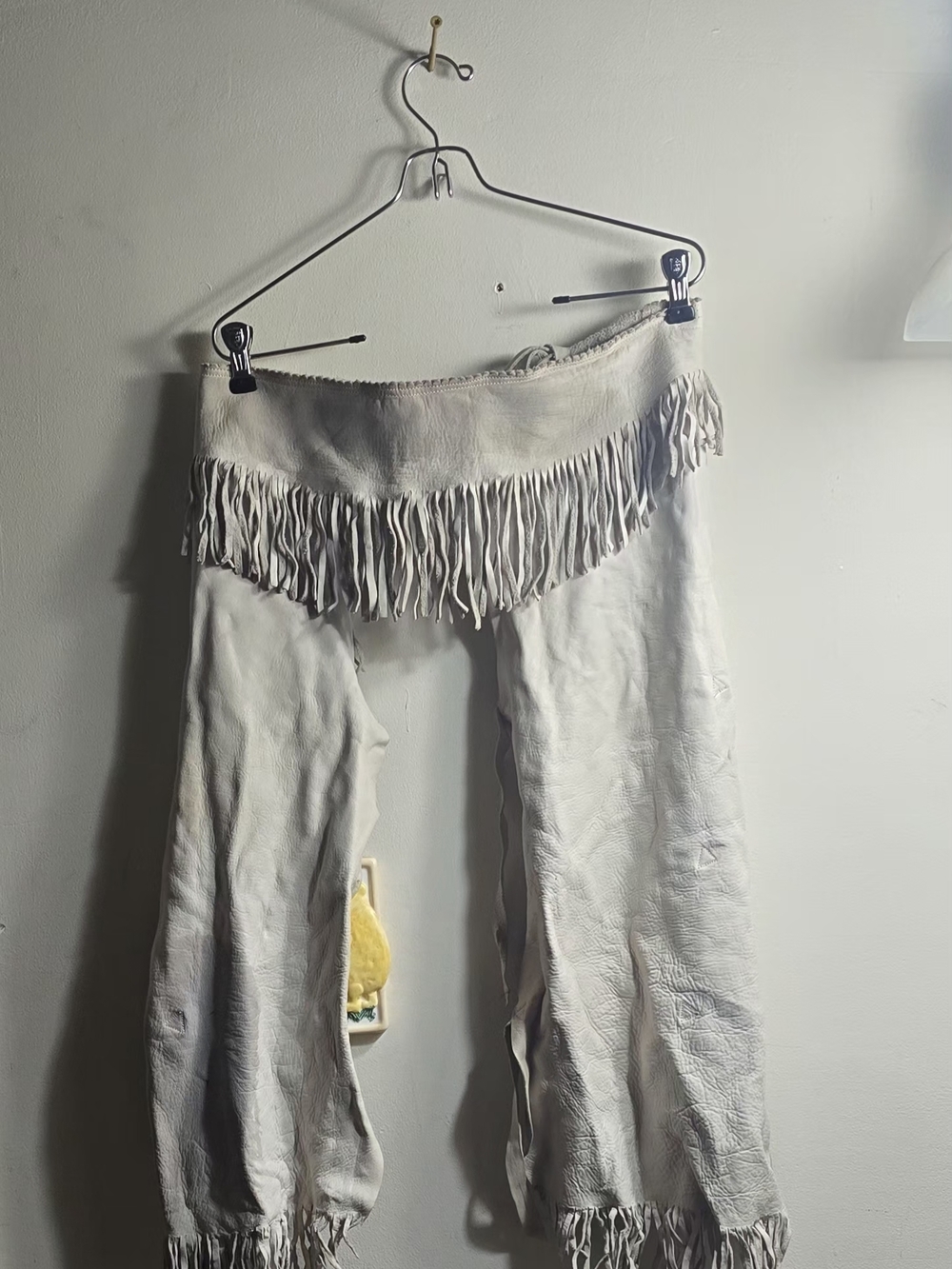 Fringed White Leather Chaps